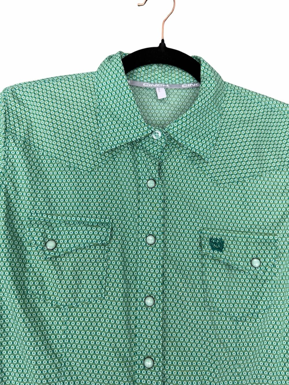 CINCH Women’s Green Pearl Snap Western Shirt L Cowgirl Rodeo Country Concert